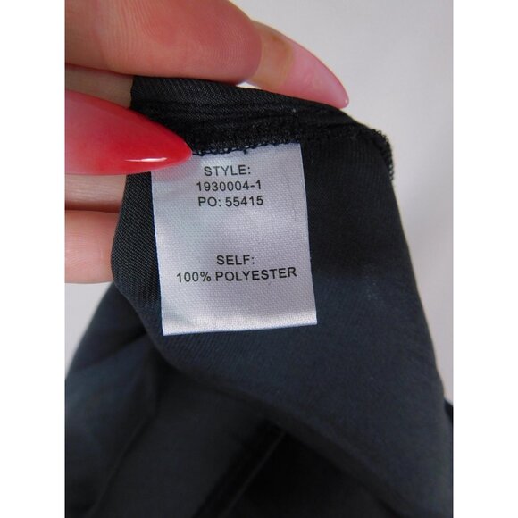 Current Air Blouse Womens XL Black Ruffle Flutter Sleeve Tie Neck Satin Pleated - Picture 11 of 12